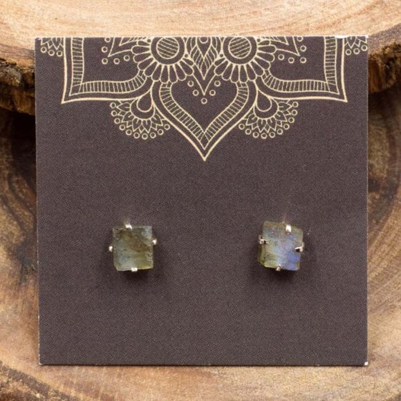 Labradorite and Sterling Silver Crystal Stud Earrings - Choose the pair you want - Picture 1 of 6